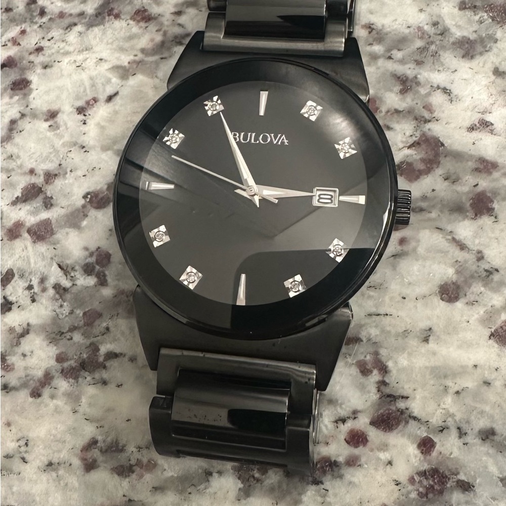 Bulova Black Watch with Diamond Markers